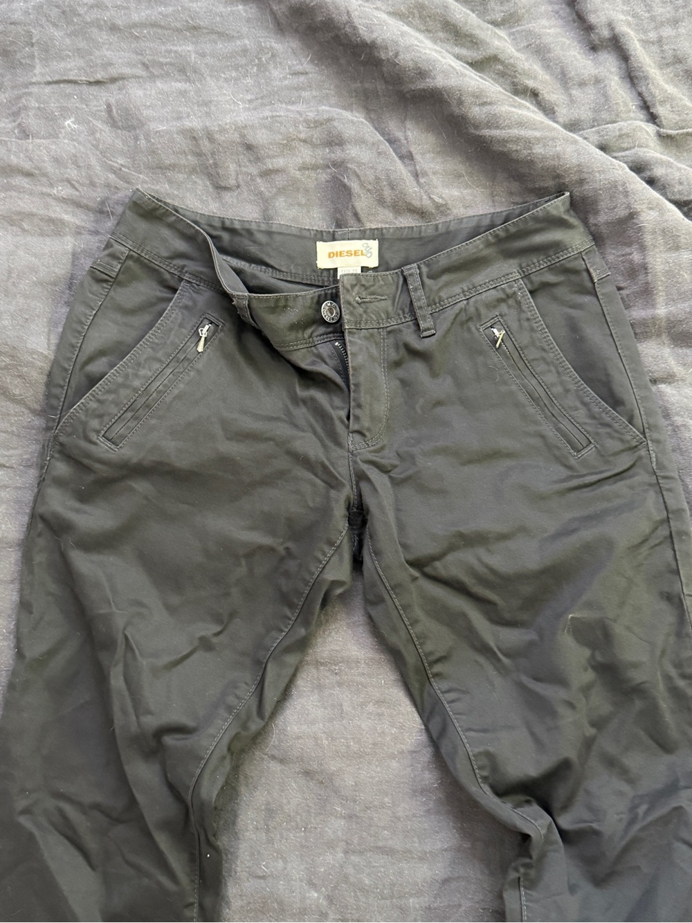 Vintage Diesel Black Coated Low Rise Pants 25
